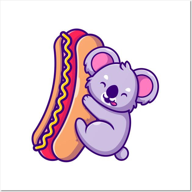 Cute Koala Holding Big Hotdog Wall Art by Catalyst Labs